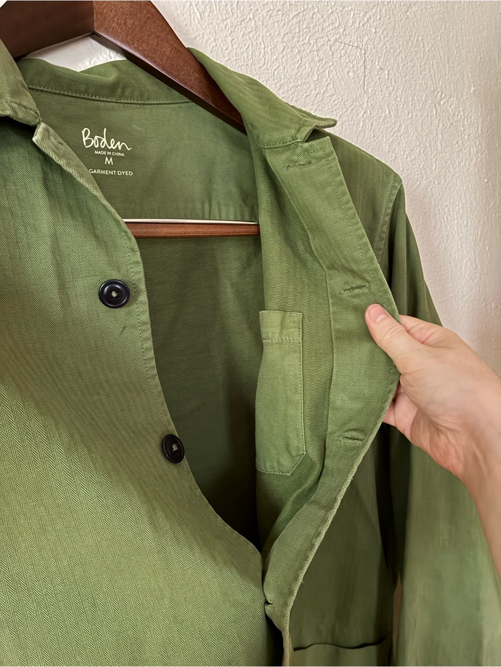 Boden Olive Green Cotton Canvas Button-Up Workwear Jacket - Picture 4 of 7